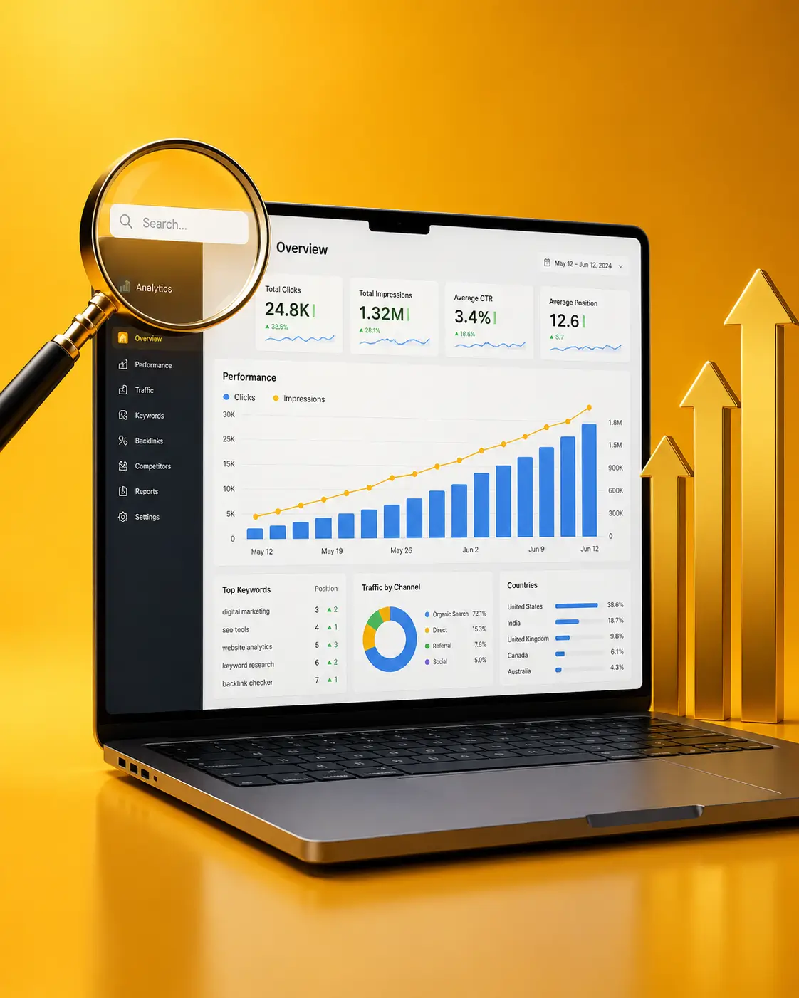 Quibyx SEO optimization service — search analytics and ranking dashboard