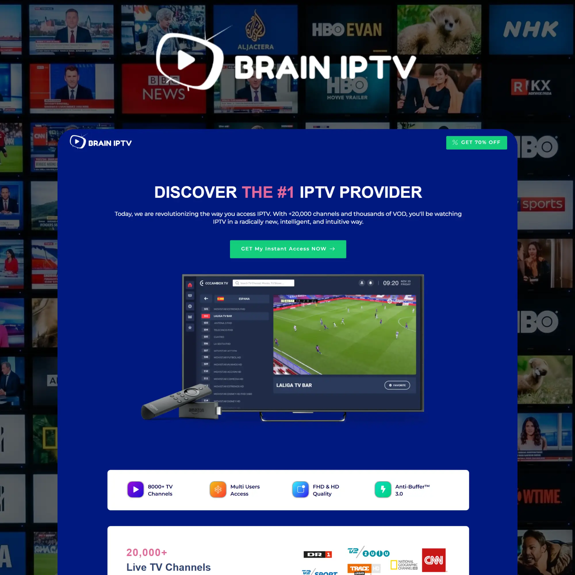 Brain IPTV streaming provider website designed by Quibyx