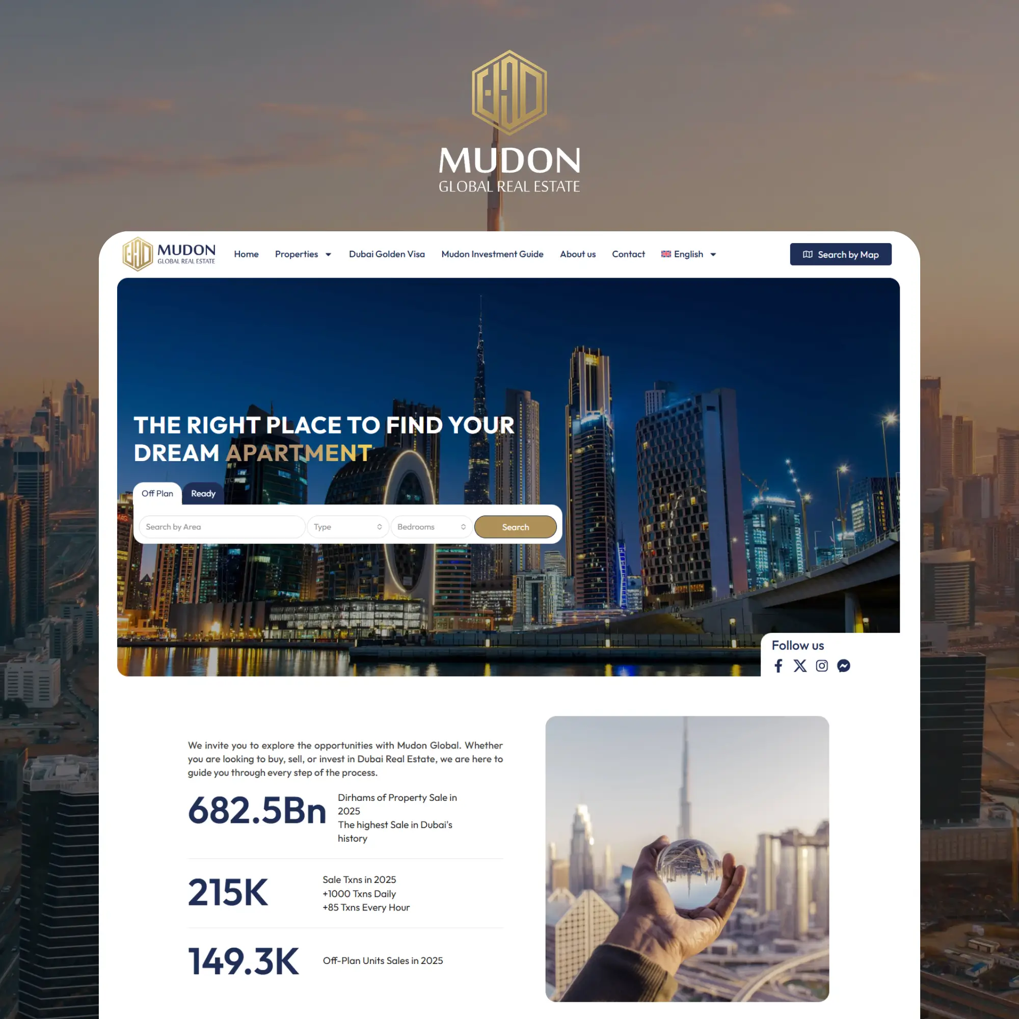 Mudon Global Dubai real estate website designed and built by Quibyx